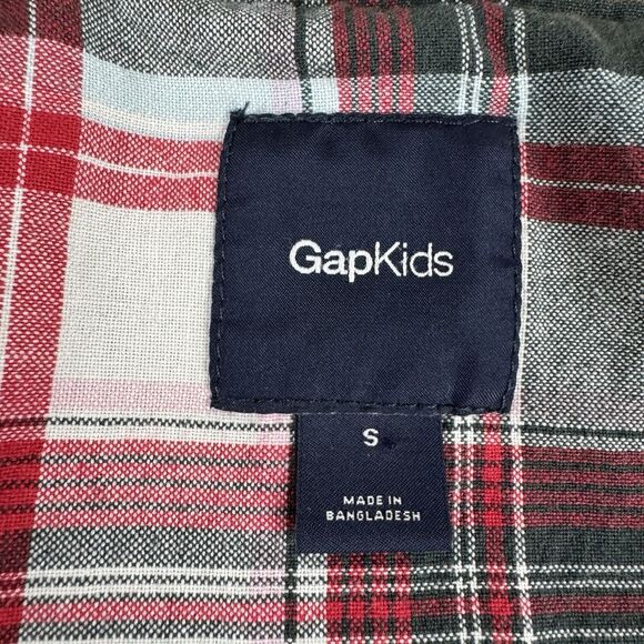 Gap Kids Bomber Jacket Boys Size Small Canvas Khaki Tan Plaid Lining Zip Up Coat - Picture 11 of 16